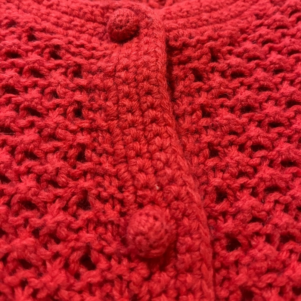 90s L.L. Bean Red Cottagecore Wool/Angora Blend Heritage Knitwear Cardigan Large - Picture 5 of 9